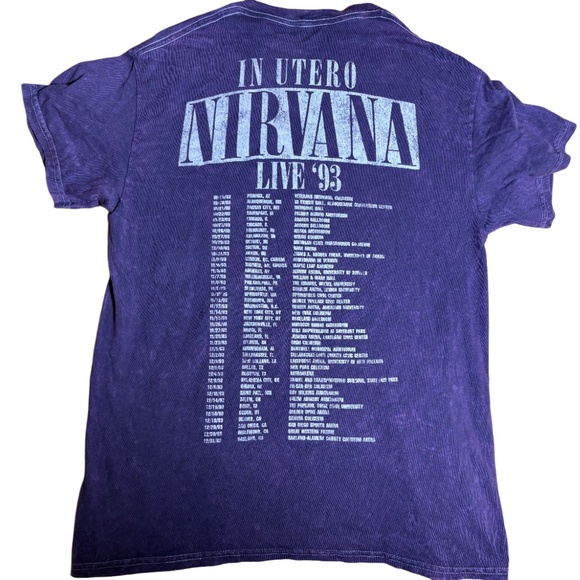 2 Nirvana In Utero T-Shirts, Live Concert '93, Purple & Pink, Unisex, Cotton, M - Picture 3 of 6